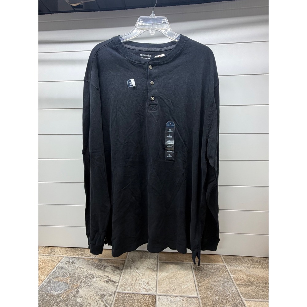 St Johns Bay Mens XL navy Heritage Sueded Jersey Henley Long Sleeve Shirt NWT